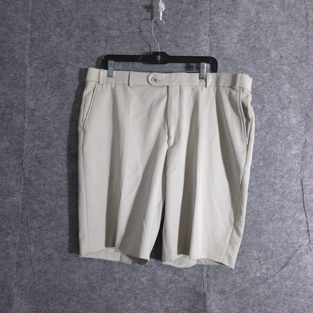 Maus Hoffman Shorts Mens 40 Flat Front Chino 9 Inseam Beige Solid Performance